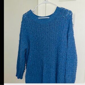 Seven 7 Sweater Ultra Plush Chenille Pullover Long Sleeve Light Blue,‎ M